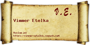 Vimmer Etelka névjegykártya